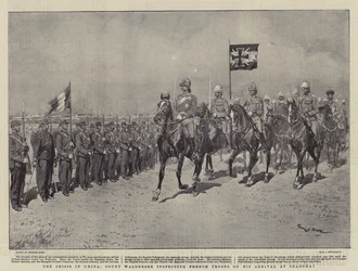 The Crisis in China, Count Waldersee inspecting French Troops on his Arrival at Shanghai